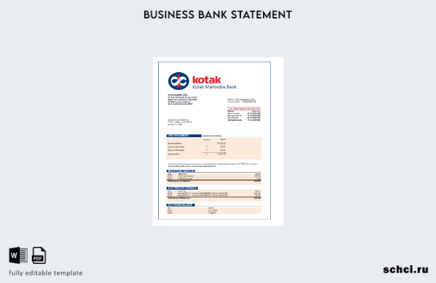 цифровая загрузка Kotak Mahindra Bank, выписка о предприятии, шаблон в формате W