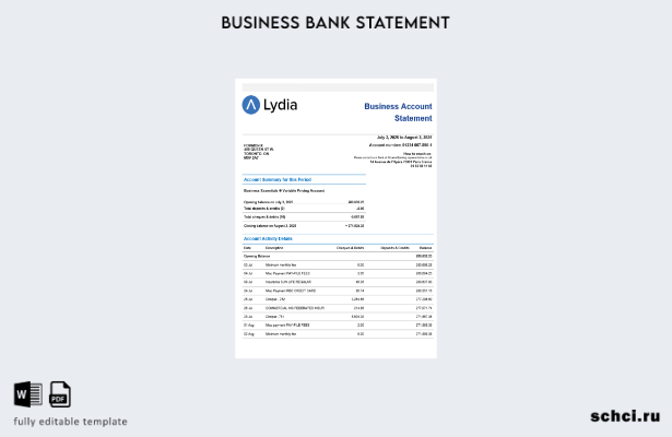 цифровая загрузка Lydia Noir, выписка со счета банковской компании, фирмы Word s