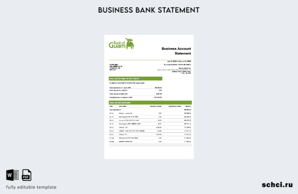 цифровая загрузка Palau Bank of Guamanian, выписка по текущему счету компании, ш