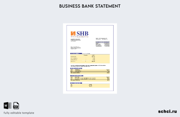 цифровая загрузка Saigon Hanoi Bank (SHB) выписка со счета организации Шаблон в