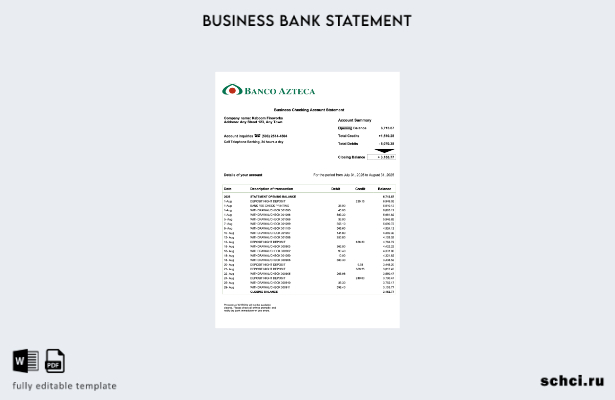 цифровая загрузка Salvador Banco Azteca, выписка по текущему счету организации,