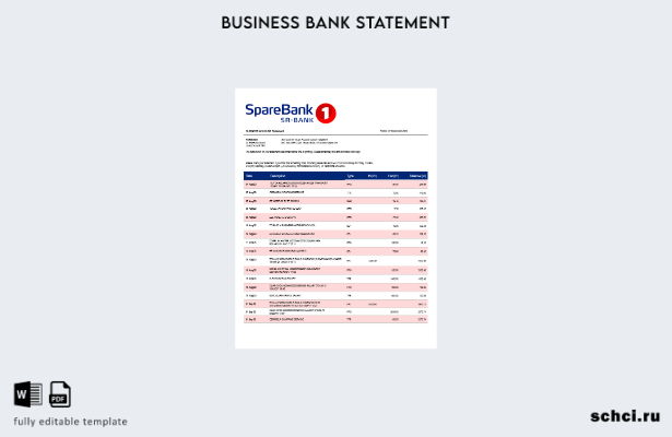цифровая загрузка Sparebank Sr B выписка со счета предприятия Шаблон в формате W