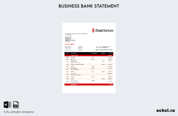 цифровая загрузка Ziraat Bankasi выписка по текущему счету бизнеса Шаблон в форм