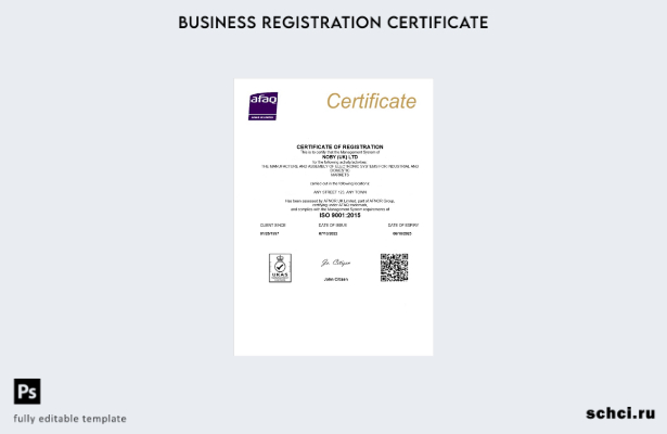 цифровая загрузка сертификата о регистрации бизнеса UK Noby Ltd. Шаблон в формат