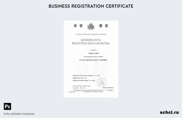 цифровая загрузка шаблона свидетельства о регистрации в Латвии