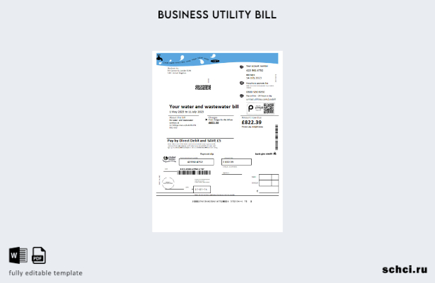 скачать в цифровом формате шаблон счета за коммунальные услуги United Utilities