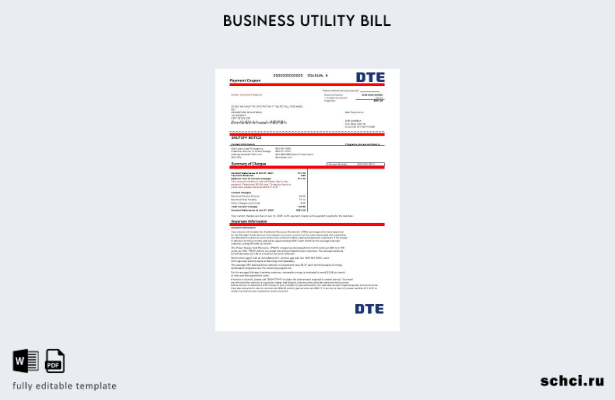 скачать в цифровом формате, США, Мичиган, DTE Energy, шаблон счета за коммунальн