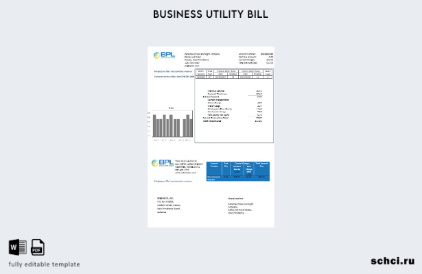 скачать цифровой шаблон счета за коммунальные услуги компании Bahamas Power and