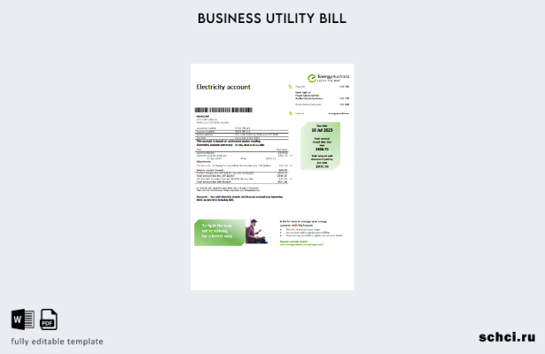скачать цифровой шаблон счета за коммунальные услуги Energy Australia в Австрали