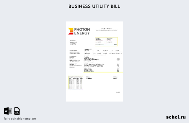 скачать цифровой шаблон счета за коммунальные услуги Photon Energy в Чехии