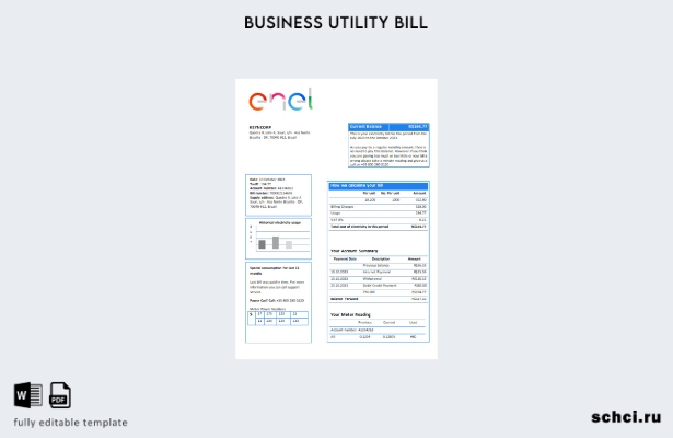 скачать цифровой шаблон счета Enel Brazil за электроэнергию