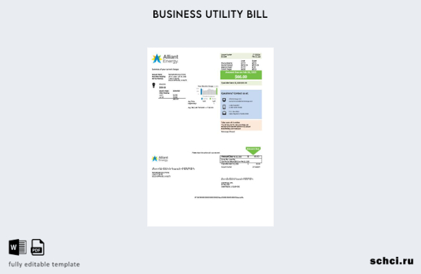 скачать цифровую версию США, штат Висконсин, Alliant Energy, шаблон счета за ком