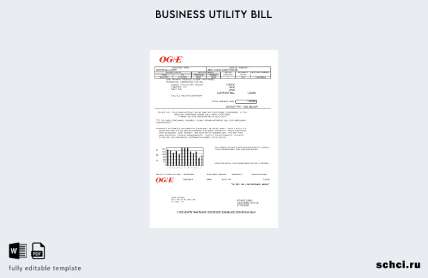 скачать цифровую версию шаблона счета за коммунальные услуги OGE Energy в Оклахо