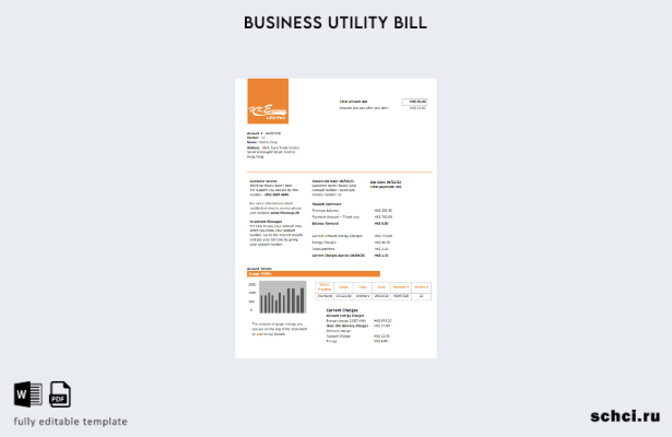скачать шаблон счета за коммунальные услуги Hong Kong Energy Ltd в цифровом форм