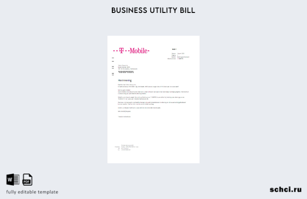 скачать шаблон счета за коммунальные услуги T Mobile в Нидерландах в цифровом фо