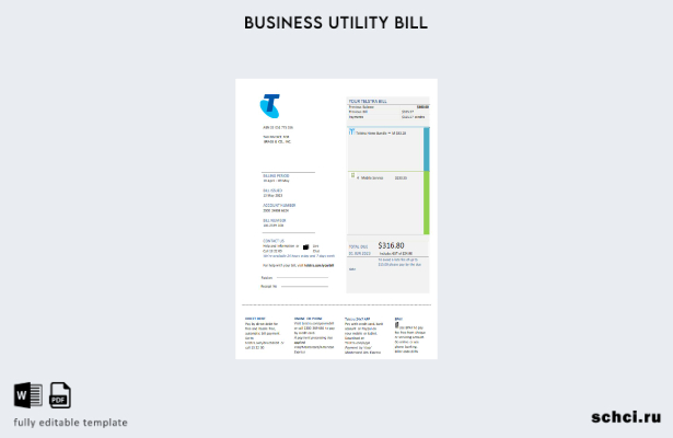 скачать шаблон счета за телекоммуникационные услуги Telstra Group Limited в цифр