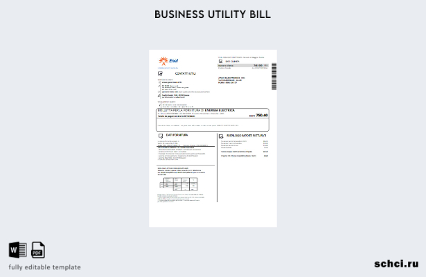скачать шаблон счета Enel за электроэнергию в цифровом формате