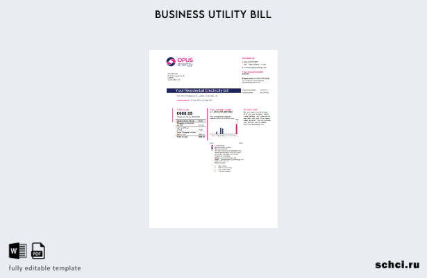 цифровая загрузка счета за коммунальные услуги Opus Energy, шаблон страницы