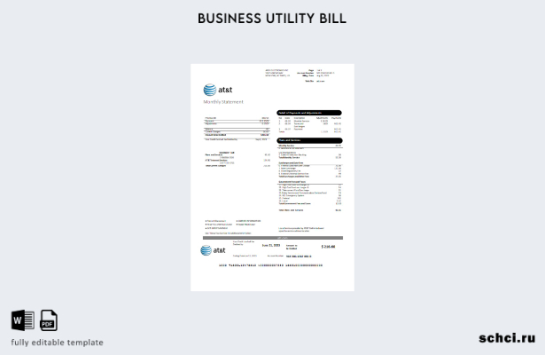 цифровая загрузка счета за телекоммуникационные услуги Texas AT&T, шаблон страни