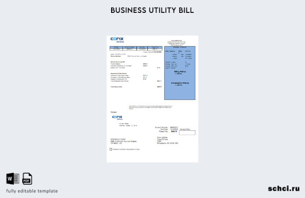 цифровая загрузка шаблона бизнес счета Corix Utilities