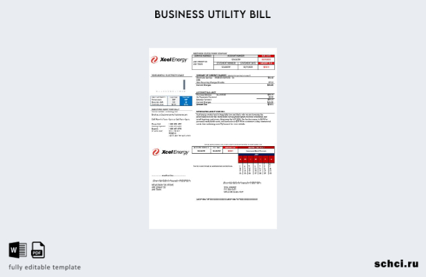 цифровая загрузка шаблона счета за коммунальные услуги для бизнеса Xcel Energy в