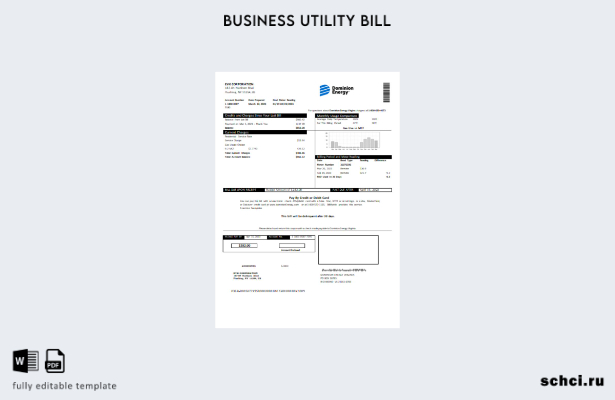 цифровая загрузка шаблона счета за коммунальные услуги Dominion Energy