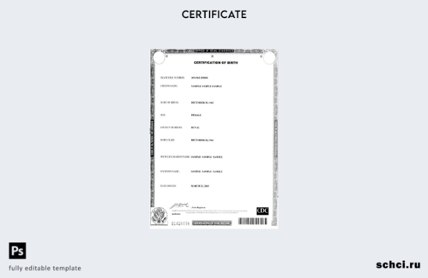 скачать в цифровом формате шаблон свидетельства о рождении Управления ЗАГСа