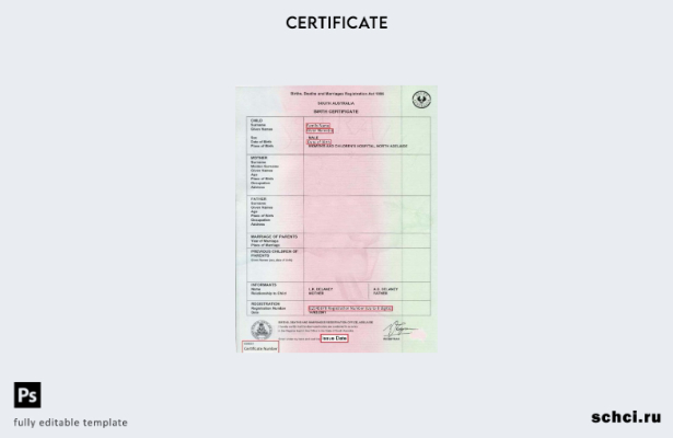 скачать в цифровом формате шаблон свидетельства о рождении в офисе регистрации р