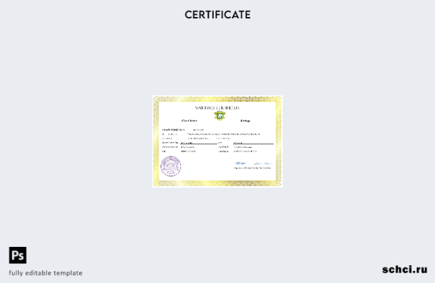 цифровая загрузка свидетельства о браке Кот д’Ивуар в формате Word и PDF шаблона