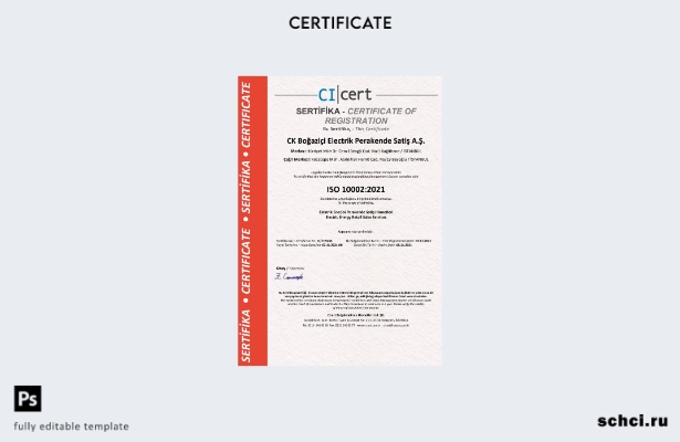 цифровая загрузка шаблона сертификата Cicert Турции в формате Word и PDF