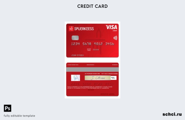 скачать в цифровом формате Шаблон дебетовой карты Visa Люксембурга The Spuerkees