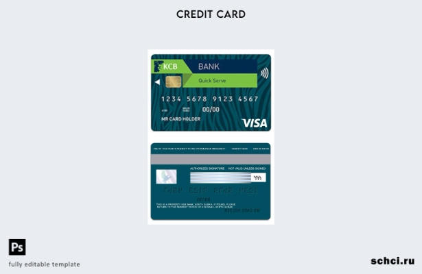 скачать в цифровом формате шаблон визовой карты Южного Судана KCB Bank