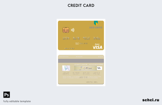 скачать в цифровом формате шаблон дебетовой карты Visa ABN AMRO Bank в Нидерланд