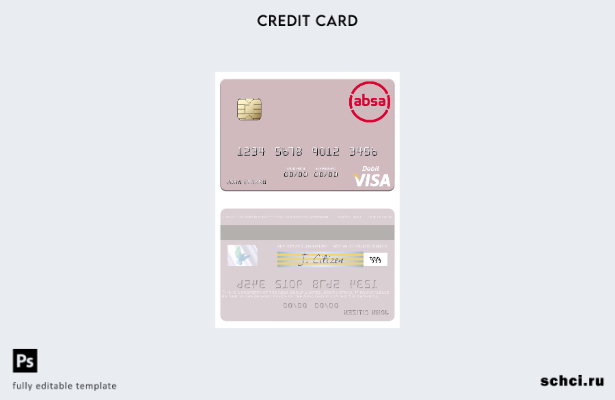 скачать в цифровом формате шаблон дебетовой карты Visa Absa Group Limited в Южно