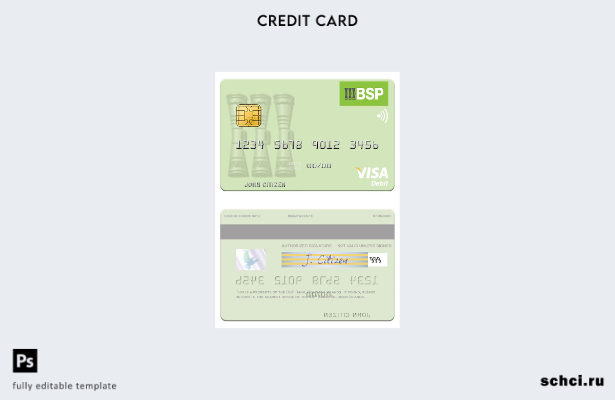скачать в цифровом формате шаблон дебетовой карты Visa BSP Bank Соломоновых Остр