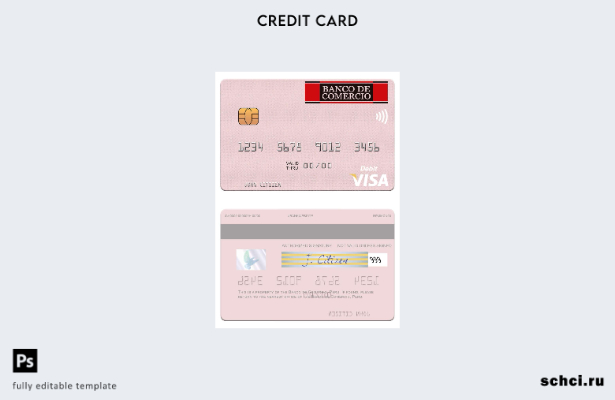скачать в цифровом формате шаблон дебетовой карты Visa Banco de Comercio Перу