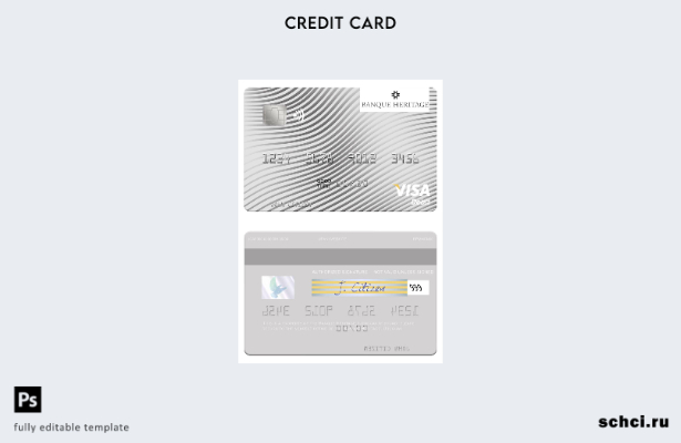 скачать в цифровом формате шаблон дебетовой карты Visa Banque Heritage Уругвая