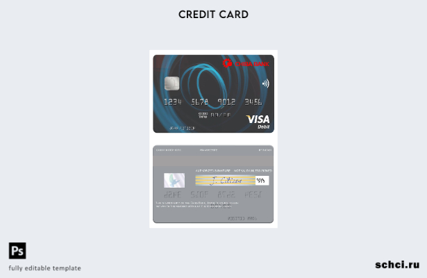 скачать в цифровом формате шаблон дебетовой карты Visa Japan Chiba Bank