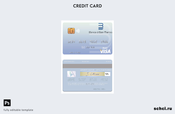 скачать в цифровом формате шаблон дебетовой карты Visa San Marino Banca di San M