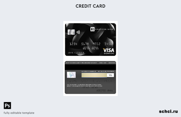 скачать в цифровом формате шаблон карты для подписи Visa в Исландском банке Kaup