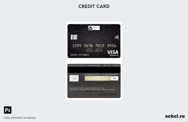 скачать в цифровом формате шаблон карты Visa для подписи United Kingdom Bank of