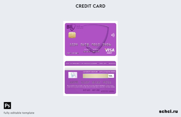 скачать в цифровом формате шаблон карты Visa Canada Internationale pour le Centr