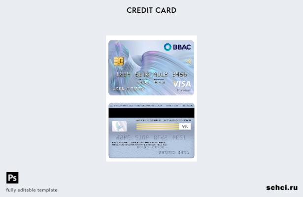 скачать в цифровом формате шаблон карты Visa Platinum Ливана BBAC Visa Platinum