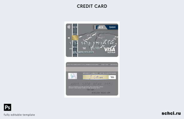 скачать в цифровом формате шаблон карты Visa Platinum Bank Kenya KCB Bank
