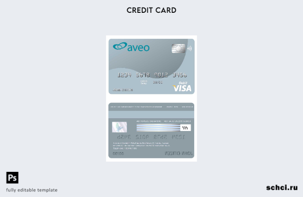 скачать цифровой шаблон карты Visa для банка Aveo в Австралии