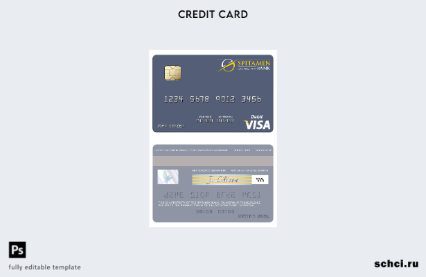 скачать цифровую версию шаблона дебетовой карты Visa Спитамен Банка Таджикистан