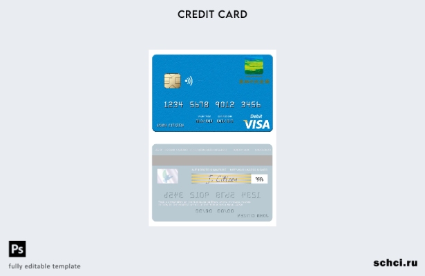 скачать цифровую версию шаблона дебетовой карты Visa банка Норинчукин в Японии