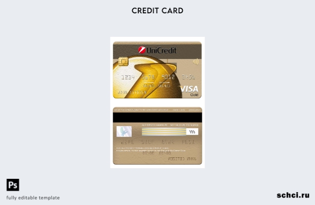 скачать цифровую версию шаблона карты Visa Gold для Румынии UniCredit Bank
