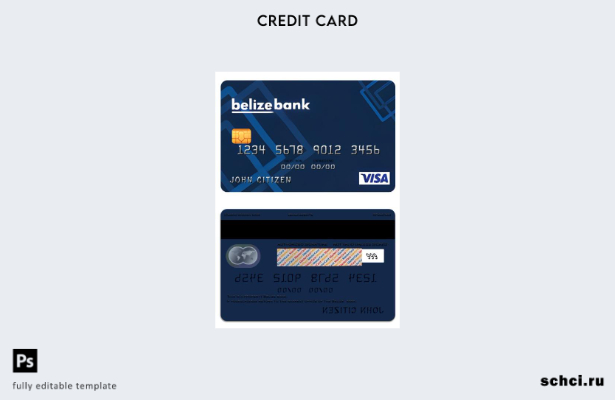 цифровая загрузка Белиз Шаблон карты Visa банка Белиза Classic