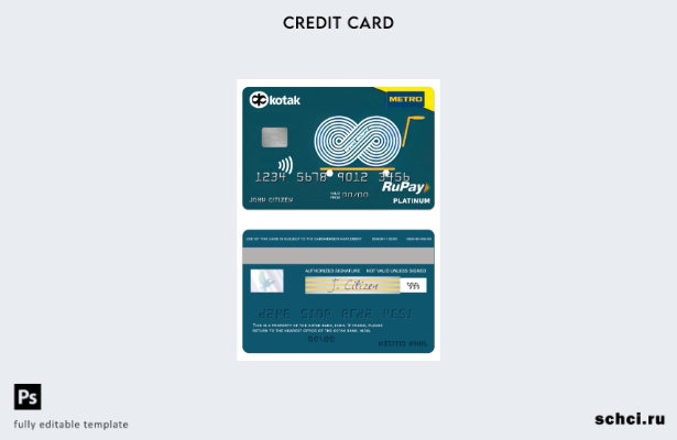 цифровая загрузка Индия Kotak Bank Metro Cash & Carry Шаблон платиновой карты Ru